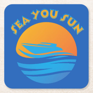 Sea You Sun Square Paper Coaster