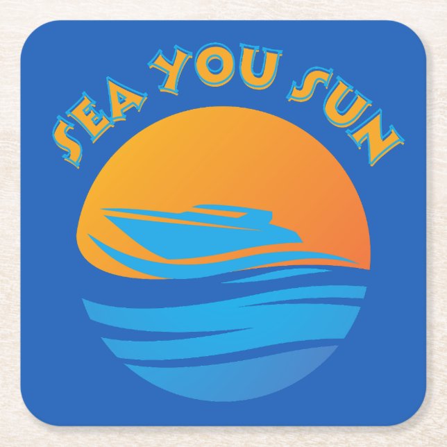 Sea You Sun Square Paper Coaster (Front)