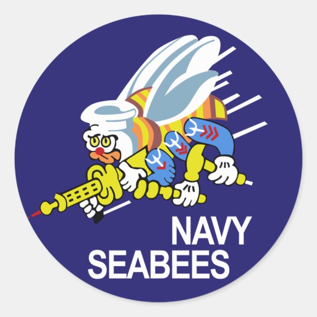 Seabees NAVY Classic Round Sticker (Front)