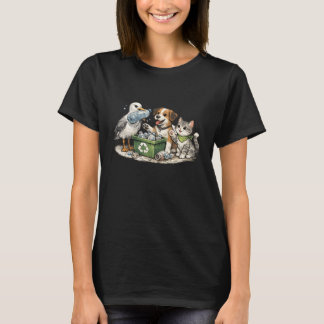 Seabirds Bring Plastic Bottles for Pet Recycling T-Shirt