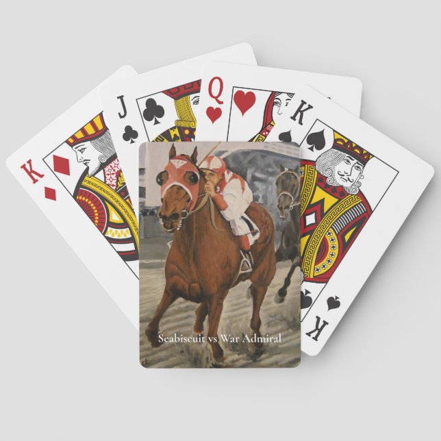 Seabiscuit Defeats War Admiral in Classic Race Playing Cards (Back)