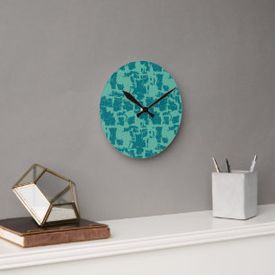 Seabolt Blue Abstract  Round Clock