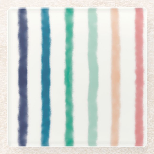 Seabreeze Stripes Glass Coaster (Front)