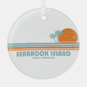 Seabrook Island South Carolina Sun Palm Trees Glass Tree Decoration