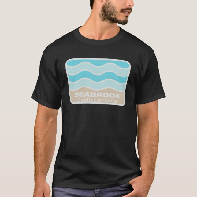 Seabrook South Carolina Retro SC Waves Beach Souve T-Shirt (Front)