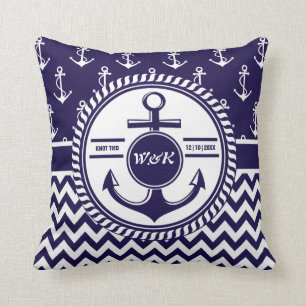 Seafaring Couple Wedding or Anniversary Knot Tied Cushion