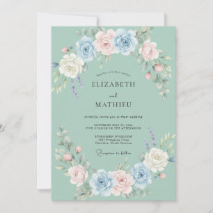 Seafoam Airy Botanical Wedding Invitation