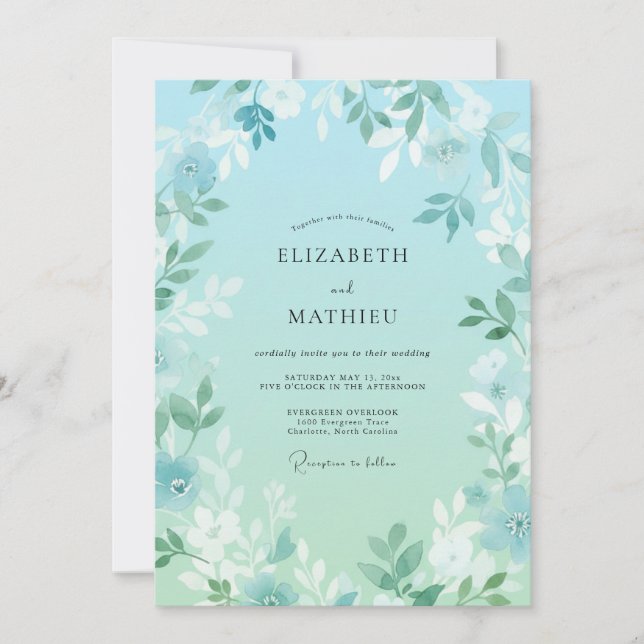Seafoam Airy Spring Wedding Invitation (Front)