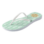 Seafoam and Gold Arrows Monogram Jandals (Angled)