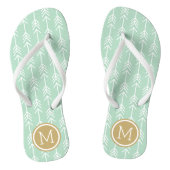 Seafoam and Gold Arrows Monogram Jandals (Footbed)