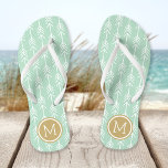 Seafoam and Gold Arrows Monogram Jandals<br><div class="desc">Custom printed flip flop sandals with a trendy arrow pattern and your custom monogram or other text in a circle frame. Click Customise It to change text fonts and colours or add your own images to create a unique one of a kind design!</div>