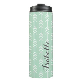Seafoam and Grey Arrows Monogram Thermal Tumbler
