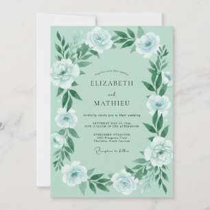 Seafoam Azure Peony Wedding Invitation