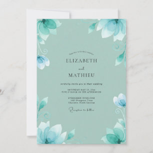 Seafoam Blossom Wedding Invitation