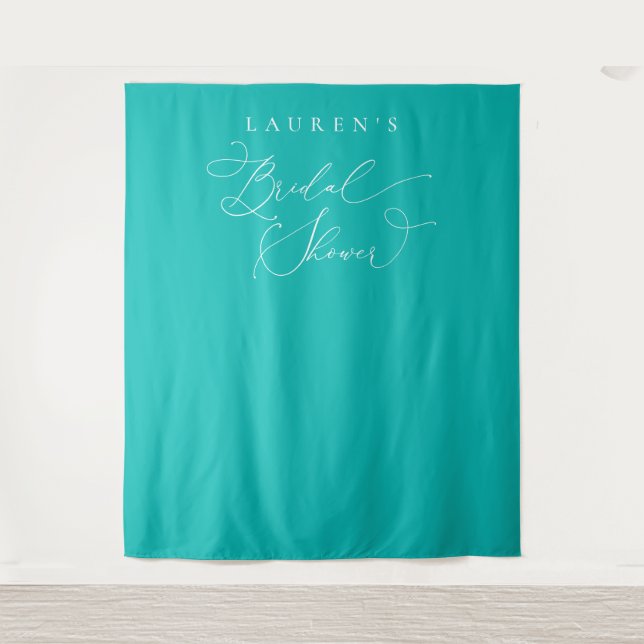 Seafoam Blue Green Bridal Shower Photo Backdrop Tapestry (Front)