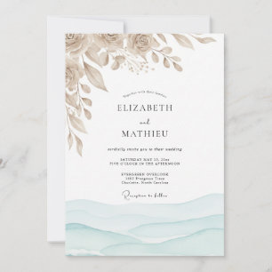 Seafoam Blue Serene Coastal Wedding Invitation