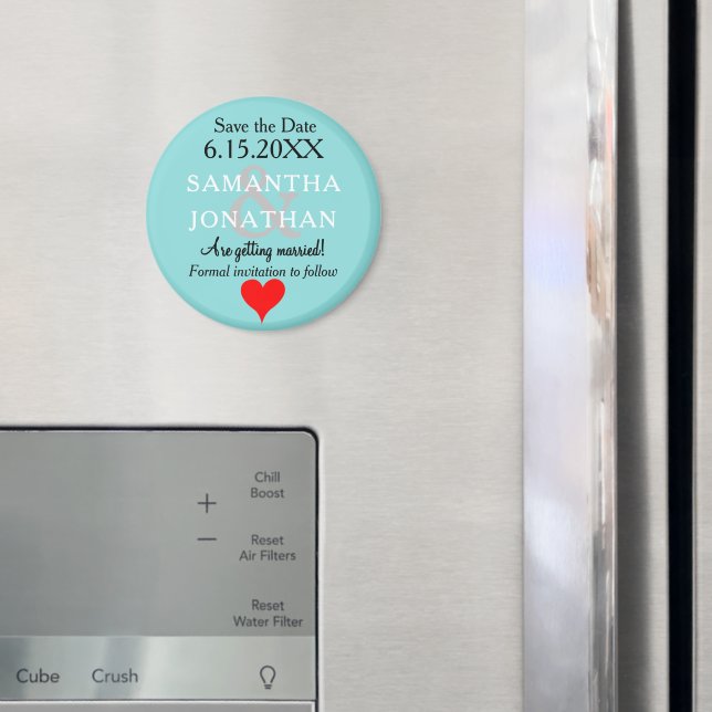 Seafoam Blue Wedding Save the Date Heart  Magnet (In Situ (Fridge))