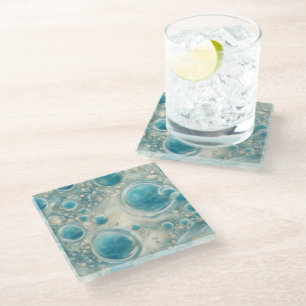 Seafoam Bubbles Glass Coaster