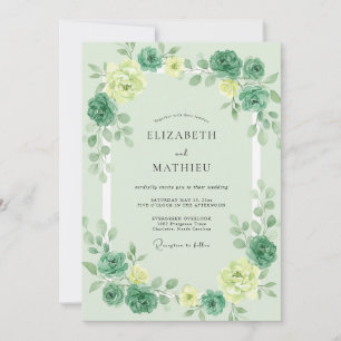 Seafoam Butter Peony Wedding Invitation