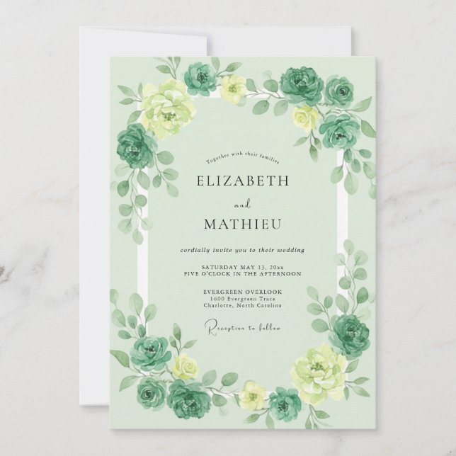 Seafoam Butter Peony Wedding Invitation (Front)