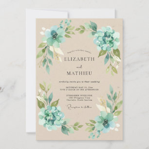 Seafoam Champagne Bloom Wedding Invitation