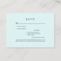 Seafoam Dinner Options Wedding RSVP Enclosure