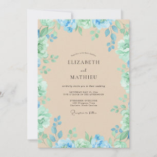 Seafoam Ethereal Floral Wedding Invitation