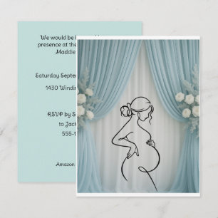 Seafoam Floral Baby Shower Digital Download Invitation