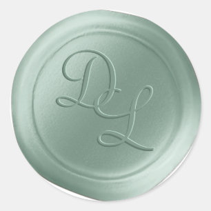 Seafoam Green 2 Letter Monogram Wax Seal Stickers