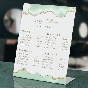 Seafoam Green Agate Beauty Salon Price List Pedestal Sign