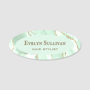 Seafoam Green Agate Name Tag