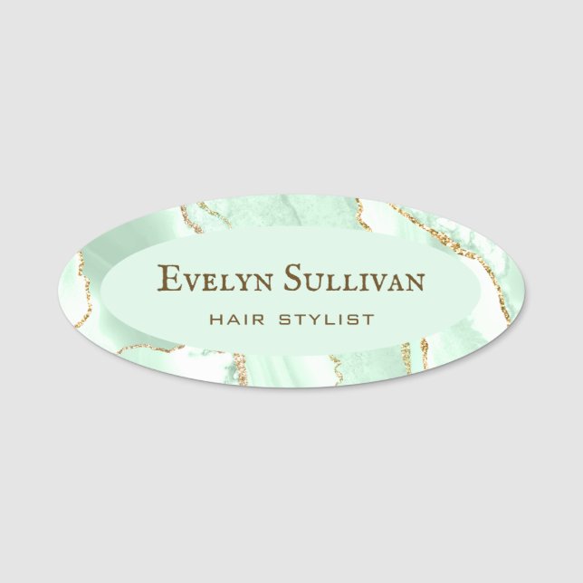 Seafoam Green Agate Name Tag (Front)