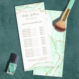 Seafoam green agate price list rack card