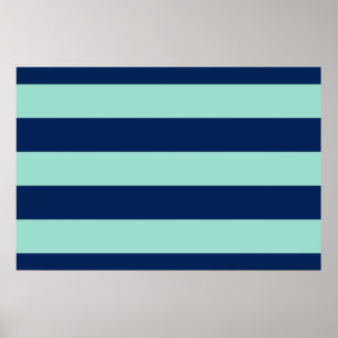 Seafoam Green and Navy Stripes Poster