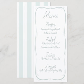 Seafoam Green Border Striped Wedding Menu