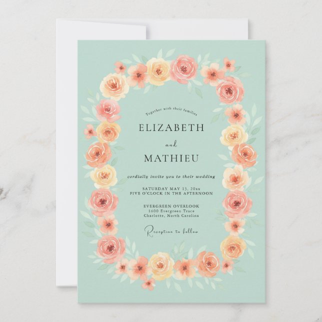 Seafoam Green Dainty Meadow Wedding Invitation (Front)