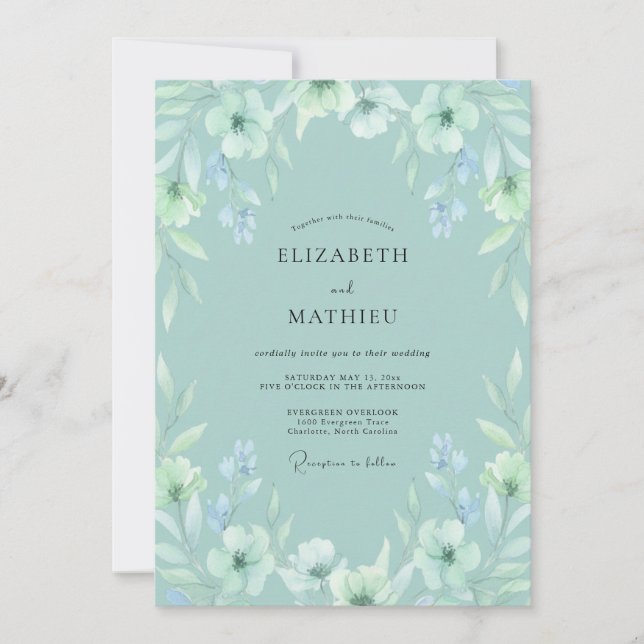 Seafoam Green Ethereal Spring Wedding Invitation (Front)