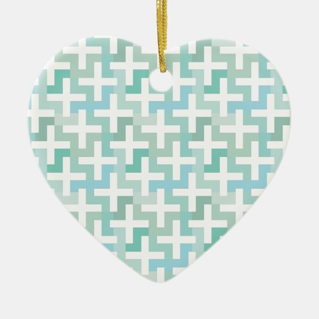 Seafoam Green Geometric Ceramic Tree Decoration (Front)