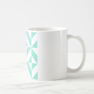 Seafoam Green Geometric Deco Cube Pattern Coffee Mug