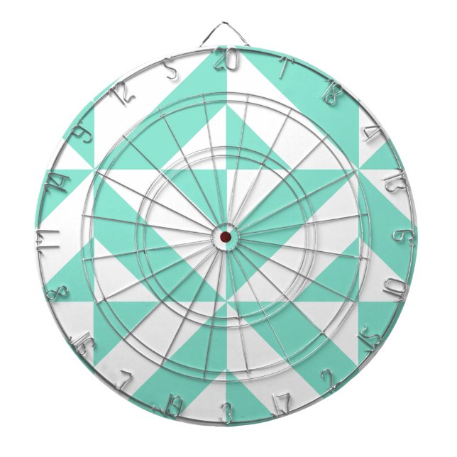 Seafoam Green Geometric Deco Cube Pattern Dartboard (Front)