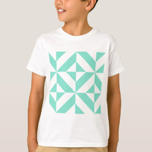 Seafoam Green Geometric Deco Cube Pattern T-Shirt