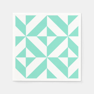 Seafoam Green Geometric Deco Pattern Napkin