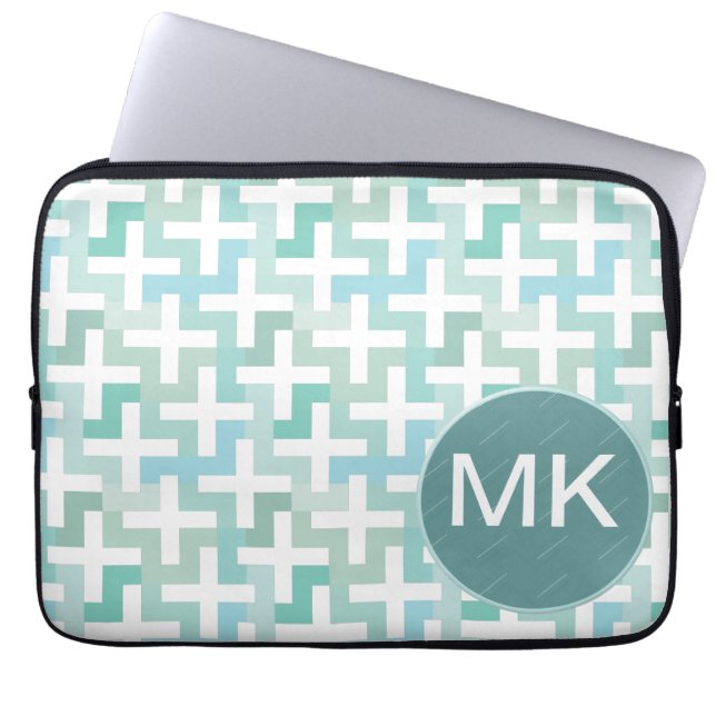 Seafoam Green Geometric Laptop Sleeve (Front)