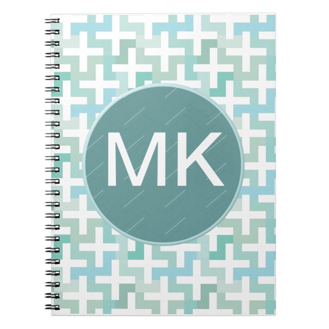Seafoam Green Geometric Spiral Notebook (Front)