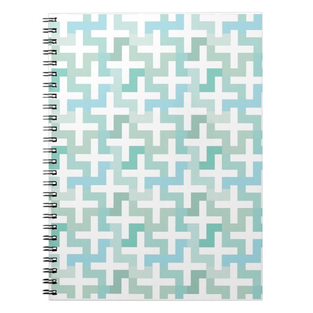 Seafoam Green Geometric Spiral Notebook (Front)