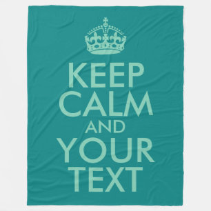 Seafoam Green Keep Calm and Your Text Fleece Blanket
