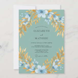 Seafoam Green Lustrous Springtime Wedding Invitation