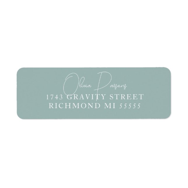 Seafoam Green Modern Minimally Scripted Address (Front)