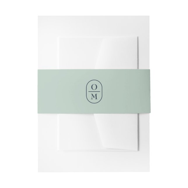 Seafoam Green | Monogram Wedding Invitation  Belly Band (Front Example)