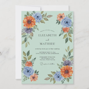 Seafoam Green Picturesque Autumnal Wedding Invitation